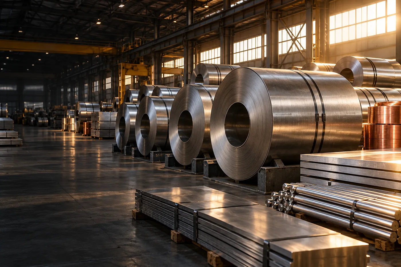 Illustrative industrial steel warehouse